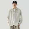 Camisa de manga larga con cuello para hombre, chaqueta tipo camisa de trabajo, estilo japonés, color liso, versátil, casual, moderna, corte holgado, estilo primavera y otoño