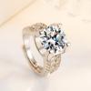 Anel de cabeça de vaca com quatro garras de 5 quilates Big Naked Stone III Love Moissanite Anel de casamento de luxo Anel de diamante