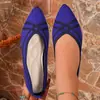 Nuevos Zapatos de Punto Transpirables de Talla Grande de Comercio Exterior con Escote Bajo para Mujer, Punta Puntiaguda de Color Cruzado, Slip-on, Zapatos de Trabajo wish