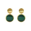 Pendientes de Plata de Ley S925 con Malaquita para Mujer, Discos Estilo Retro de Hong Kong, Diseño de Nicho de Alta Gama, Pendientes Elegantes para Regalos