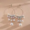 Pendientes de Borla de Perlas Artificiales Redondas Estilo Europeo y Americano, Pendientes de Tachuela de Nicho Únicos y Exagerados, Pendientes de Moda de Gama Alta Transfronterizos