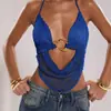 Camisola de cuello halter para chicas sexys, corte ajustado, nuevo estilo de comercio exterior moderno europeo y americano, top sin espalda profundo, atuendo sexy, estilo transfronterizo para mujer