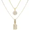 Collar con Colgante de Letra Inicial A-Z Transfronterizo Europeo y Americano Moda Personalidad Doble Capa Letra Colgante de Diamante Cadena de Clavícula