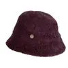 Sombrero de pescador de rizo simple elegante japonés para mujer otoño invierno elegante pequeño logo moderno sombrero de cubo versátil hace que la cara se vea más pequeña sombrero de cubo