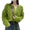 Moda Otoño e Invierno 2025 Nuevo Versátil Suave y Amigable con la Piel Estilo Perezoso Cárdigan de Punto Trenzado Suéter Casual Holgado para Mujer