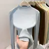 Camiseta Base de Manga Larga de Punto Suave tipo Cera Estilo Coreano Cuello Pequeño para Mujer, con Forro Polar Interior, Ajustada, Adelgazante, Venta al por Mayor Transfronteriza