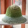 Novo Chapéu de Palha Estilo Japonês Doce Gradiente Gradual Chapéu de Pescador Verão Proteção Solar Mostrando o Rosto Pequeno Chapéu de Sol Chapéu de Balde Chapéu de Palha Tendência