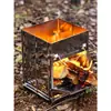 Parrilla de Acero Inoxidable para Barbacoa al Aire Libre, Fogata Plegable, Estufa de Leña para Barbacoa, Estufa de Calefacción para Camping, Parrilla de Carbón