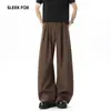 Pantalones casuales de alta gama con drapeado simple estilo Hong Kong para hombre 2026 Otoño versátiles de pierna larga rectos para traje modernos
