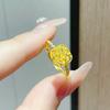 Zhoujia Mesmo Estilo Espumante Pequeno Cubo de Açúcar Colar Areia Ouro AB Cadeia Escovado Conjunto Cadeia Imitação Anel de Ouro Brincos Pulseira