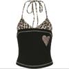 Camisola sexy ajustada con estampado de leopardo, sin espalda, para mujer europea y americana, de verano y otoño de 2025