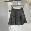 Falda Elegante Corta de Encaje Estilo Coreano Estilo Ballet con Cordones y Lazo Adelgazante para Mujer, Nueva Falda Plisada de Línea A de Cintura Alta de Verano