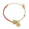 Pulsera Zodiacal 2023 Año del Dragón Pulsera de Hilo Rojo Tejido con Colgante de Dragón de Jade Cuerda Roja Tendencia Nacional Estilo Artístico Retro