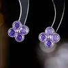 Pendientes de Flor de Cristal con Aguja de Plata 925 Estilo Coreano Gama Alta Celebridad de Internet Dulces Dopamina Flor Zirconia Pendientes para Mujer