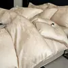 Conjunto de Quatro Peças Lyocell Tencel Verão Fresco Lençol Sedoso Luxo Leve Jacquard Fronha de Seda Gelada Roupa de Cama Atacado
