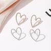 Aretes Simples Estilo Coreano Temperamento Exagerado Huecos Corazón de Durazno Corea del Sur Dongdaemun Xianqi Diamante Flash Amor