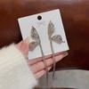 Aretes de Aguja de Plata 925 de Diseño de Alta Gama con Borla Larga para Mujer Aretes Estilo Metálico Frío de Mariposa Venta al por Mayor de Aretes