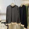Camiseta interior de terciopelo australiano de dos piezas falsas en color de contraste para mujer 2025 otoño e invierno. Ropa interior que se puede usar afuera. Top camiseta tipo jersey holgado para mujer.