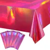 Mantel de Mesa para Fiesta de Papel de Aluminio Arcoíris Láser Rojo Rosa Láser Niña Cumpleaños Boda Fiesta Mantel Desechable Suministros