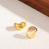 Aretes de Plata Esterlina S925 Estilo Frío INS Metal para Mujer Nuevo Estilo Caliente Simples en Forma de C Retro Plisados Distintivos