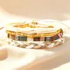 Nuevo Conjunto de Pulseras Trenzadas Arcoíris de Hilo con Cuentas de Estilo Étnico, Sencillo y Moderno, Superventas Transfronterizo Multicapa