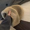 Chapéu de Lã Solto Branco Circunferência da Cabeça Grande Feminino Outono e Inverno Japonês Combina com Tudo Circunferência da Cabeça Grande Chapéu Tricotado Chapéu Pequeno Fashionável para o Rosto