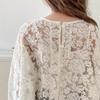 2026 Comercio Exterior Japonés y Coreano Ropa para Mujer Estilo Coreano Nueva Blusa de Encaje Floral con Mangas Divididas Blusa de Encaje para Mujer