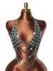 YYF2026 Nuevo top de verano estilo europeo y americano con cuello halter profundo, diseño de corte y adornos de gemas, perfecto para discotecas, fiestas y festivales, ofreciendo un look sexy y elegante