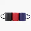 Caneca com coração de transferência de calor, cor céu estrelado que muda de cor, caneca em branco para impressão personalizada DIY, caneca de cerâmica com design sensível à temperatura