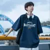 Camiseta de Manga Corta de Algodón Puro Estilo Americano para Hombre, Nueva Tendencia Verano 2025 Marca Estampada Holgada Casual Versátil para Hombre