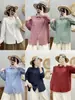 Camisa de Mujer 2026 Primavera y Otoño Nueva Chaqueta de Manga Larga Top con Cuello Puntiagudo, Color Sólido, Gasa de Algodón de Doble Capa, Camisa Blanca de Estudiante