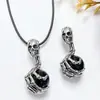 Collar de Calavera con Bola de Cristal Natural de 16 mm Hip-Hop Joyería de Moda Europea y Americana Venta al por mayor Garra de Calavera Popular para Hombres y Mujeres