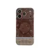 Capa de Celular Maçã 17 Pro Max Patchwork Floral Marrom Adequada para iPhone 16 Pro Magnética Camada Dupla 15 Pro