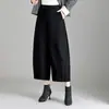 Pantalones Casuales Jacquard Retro para Mujer, Nuevo Estilo Otoño 2026, Cintura Alta, Adelgazantes, Sueltos, Pierna Ancha, Pantalones Harem Cortos