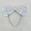 Tiara Infantil Grande com Lantejoulas, Tiara com Laço Colorido Doce, Tiara Fofa de Orelhas do Mickey Mouse, Tiara de Parque de Diversões