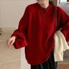 Suéter de Punto de Estilo Coreano de Estilo Holgazán con Cuello Redondo para Mujer Otoño e Invierno Nuevo Diseño Holgado Transfronterizo Versátil Top de Punto