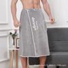 Toalla de baño de vellón coral, bata de baño gris para hombre con logotipo bordado, falda de baño intercambiable con botón y bolsillo, venta al por mayor de fábrica