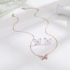 Nuevo Collar de Mariposa de Cristal Pendientes de Aguja de Plata 925 para Mujer Colgante de Vidrio Estéreo Exagerado Juego de Celebrante de Internet Venta al por Mayor