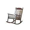 Mecedora Vintage de Madera Maciza Estilo Francés, Sillón Perezoso para Sala de Estar, Reclinable para Adultos, Adecuado para Dormir, Sillón Sofá de Ocio para Balcón, Lujo Ligero