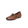 Couro de Vaca de Primeira Camada Lavado Confortável Versátil Mary Jane Outono 2025 Sola Macia Floral de Couro Genuíno Bico Redondo Sapatos Femininos