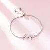 Joia Popular de Presente Transfronteiriça da Amazon Design Simples de Luxo Leve Borboleta Dupla Cravejada de Diamantes Pulseira Puxável para Melhor Amiga para Mulheres