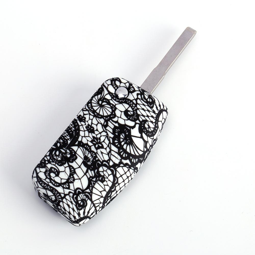 福特经典福克斯折叠3键无标水转印蕾丝