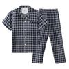Kimo Linpo Pijama Fino de Gasa de Doble Capa Exportación Cuadros Japoneses Pareja Mangas Cortas Pantalones Conjunto de Ropa para el Hogar