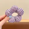 Goma para el pelo floral marrón, elegante y a la moda, con diseño de cuadros para mujer, nuevo estilo 2026, accesorio para el pelo de tela de alta calidad