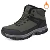 Sapatos esportivos de algodão com forro de fleece, tamanho grande 46, para outono e inverno, para homens, botas de neve quentes, sapatos para caminhada e montanhismo ao ar livre, sapatos masculinos à prova de frio