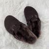 Zapatos Birkenstock Retro de Lana con Suela Gruesa Invierno Pantuflas Birkenstock Peludas para Dedos Forradas de Lana para Mujer Otoño e Invierno Ropa de Exterior Nuevo Estilo 2025