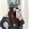 Boina de mezclilla lavada desgastada y rota con visera plegable, diseño de principios de otoño para mujer, sombrero octogonal para cabezas grandes, sombrero para el sol
