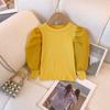 Camisa de base para roupas infantis para meninas, primavera, outono e inverno, nova bolha, camiseta de manga comprida, tesouro feminino, inverno, gola redonda, cor sólida, top para cabelo