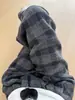Pantalones de Lana a Cuadros Grises para Mujer en Primavera y Otoño Estilo Nuevo Holgados de Cintura Alta Ajustados Rectos Casual Estilo Perezoso Pantalones de Pierna Ancha