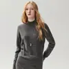 Bai Cai Rong 100% cachemira 2026 nuevo suéter de punto suelto de cuello alto medio, estilo simple para mujer, casual